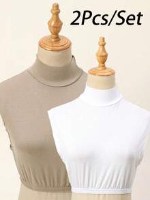 2 chiếc khăn choàng cổ tròn màu trơn cỡ lớn cho nữ, tấm che kín đáo, cổ áo, cổ lọ tay dài, khăn choàng giữ ấm cổ mỏng thanh lịch dành cho nữ, mềm mại và thoáng khí, đa năng cho mọi mùa để mặc trang phục trang trí Giáng sinh - 2 vòng cổ giả - Xem 16