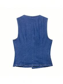 DEEKA Spring Summer New Fashion Casual Simple Women Denim Vest - Blue - View 11