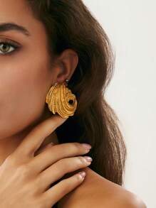 1 pieza Aretes geométricos ocos de lujo, aretes elegantes y de moda para fiestas y resorts, adecuados para parejas, festivales, cumpleaños, regalo versátil