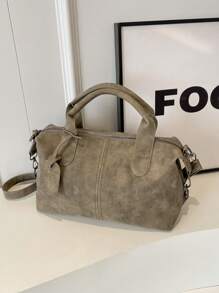 Nuevo bolso de mujer de piel sintética (PU) de estilo retro. Bolso de mano con cremallera y correa extraíble, ideal para el trabajo y los viajes. Colores: Gris, Negro, Verde