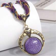 1 件波西米亚绿色手工编织吊坠项链复古女士节日派对配饰礼物 - 吊墜項鍊 - 查看 8