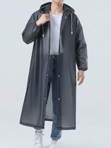 3pcs Black High-Quality Thick EVA Full Body Adult Raincoat - Sports Raincoat With Buckle Front, Semi-Transparent Design And Elastic Cuffs, Suitable For Outdoor Cycling, Hiking, Running - Lightweight And Portable, Outdoor Rain Protection | Full Body Raincoat | Windproof EVA Insulation, Galentines, Puppy, Carnival, Spring Summer Picks, Brides Maid Gifts, Room, Bedroom Decor, Bedroom Decor, Beach, Travel, For Men, For Women, Vacation,Cute Stuff - Black - View 4