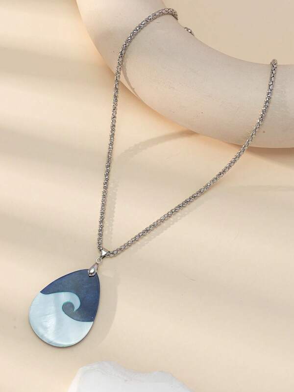 1pc Handmade Seashell Water Drop Pendant Necklace