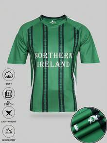 SURUIDA 1枚 北アイルランド代表チームサポーターユニフォーム、予選マッチホームシャツ、デジタルプリント ラグラン 半袖、メンズサッカーTシャツ、夏のスポーツイベントに適しています - グリーン - チェックする 2