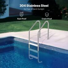 Swimming Pool Ladder, 3-Step Double Handrails Stairs With Non-Slip Heavy Duty Steps, Stainless Steel Load Capacity 265 Lbs, For 48-54 In Inground Pools Of Any Decking Surface Indoor & Outdoor - 3-step 265 Lbs - View 3