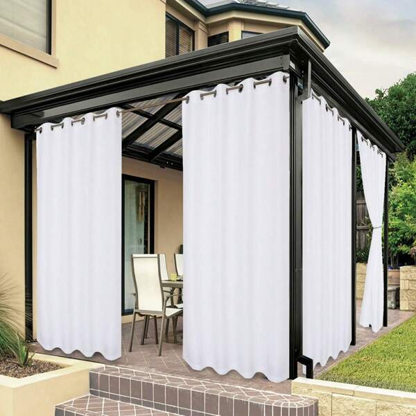 1pc Waterproof Outdoor Curtain For Terrace, High-Quality Thick Privacy Wind & Rain Cover Outdoor Curtain For Porch, Pergola, Cabin, Gray
