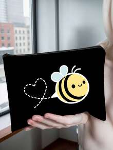 可爱蜜蜂手提包套装：轻便购物袋，配迷你零钱包。旅行化妆包：户外美妆的完美之选！勤劳的蜜蜂图案，送给妈妈、老师、朋友的完美礼物，便携式休闲收纳包，运动装饰包，礼品包，化妆包，教师节礼物，可重复使用化妆包 - 彩色 - 查看 6