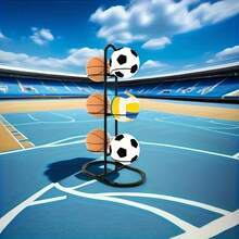 6/8/10 Tier Black Metal Sports Ball Organizer Rack - Multi-Layer Basketball, Volleyball, Football Storage Rack, Home & Garage Sports Equipment Holder To Save Space