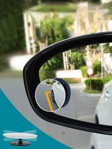 2pcs Fit Wide-Angle Blind Spot Mirrors For Cars – Enhanced, Durable ABS Material, Easy Adhesive Installation, Convex Design For Better Visibility - Grey - View 2