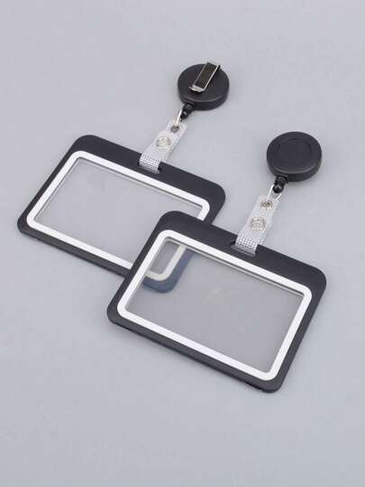 1pc Horizontal And Vertical Simple Card Holder With Snap Closure, Retro Card Holder For Work Badge Protection And Student ID Bus Card Card Storage, School Supplies,Back To School