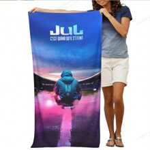 Asciugamano da spiaggia "Jul C'est Quand Qu'il S'éteint" - Asciugamano in microfibra ad asciugatura rapida super assorbente con design artistico spaziale vibrante, morbido e leggero, adatto per yoga, nuoto, surf ed essenziali per il viaggio in spiaggia