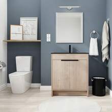 30 Inch Freestanding Bathroom Vanity With Black Ceramic Sink & 2 Soft-Close Cabinet Doors - Multicolor - View 1
