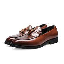 Vintage Men's Slip-On Loafers With Crocodile Embossed Decor, Comfortable For Casual And Business Occasions