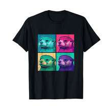 Otter Pop Art Design Illustration Colorful Animal Women Men T-Shirt& GL Gifts For Kids - Black - View 1