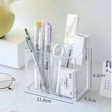 1个透明桌面笔筒，化妆刷收纳架，梳妆台化妆品、口红收纳架，适合返校季办公桌配件，办公用品 - 彩色 - 查看 10