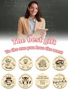 1pc Wooden Personalised Graduation Medals, Handmade Nursery And School Leavers Gifts, Personalised Nursery School Graduation Medals,Personalised Teacher Medal Gift Thank You Award School Hero Congratulations Best Teacher In The World - Red and Blue - View 6