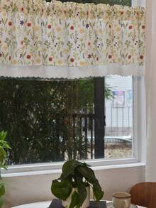 1 件花卉图案窗帘，法式花卉和碎花浪漫窗帘/窗帘/咖啡厅窗帘，适用于客厅、厨房、卧室窗帘家居装饰房间装饰