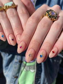 1片5D立体蜜桃果冻美甲贴纸 - 粉色自粘贴纸，适合女性和女孩，水果美甲贴纸，美甲用品，美甲贴纸 - 彩色 - 查看 5