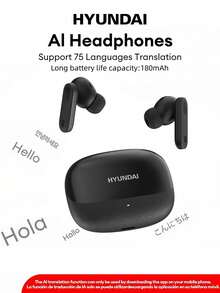 HYUNDAI TOUR-MAX7 AI Smart Bluetooth Headphones, Multilingual Smart Translator, Black Semiinear Earphones, Business Office Simultaneous Interpretation, Cross-Language Face-To-Face Communication Meeting Recording Assistant, High-Quality Sound, Long Battery Life, Wireless Earbuds - Black - View 8