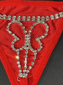 1 pieza Elegante cadena para el Body con forma de mariposa de cristal para bikini, cadena para la cintura