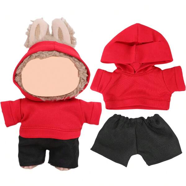 1 pièce T-shirt de poupée en couleur unie, short en jean bleu/rayé, Sweat-shirt à capuche, nouvelle tenue de poupée à la mode et minimaliste, en tissu polyester doux, convient aux filles de 3 ans et plus, étudiants, accessoires de poupée jouet pour enfants, fête, cadeau d'anniversaire