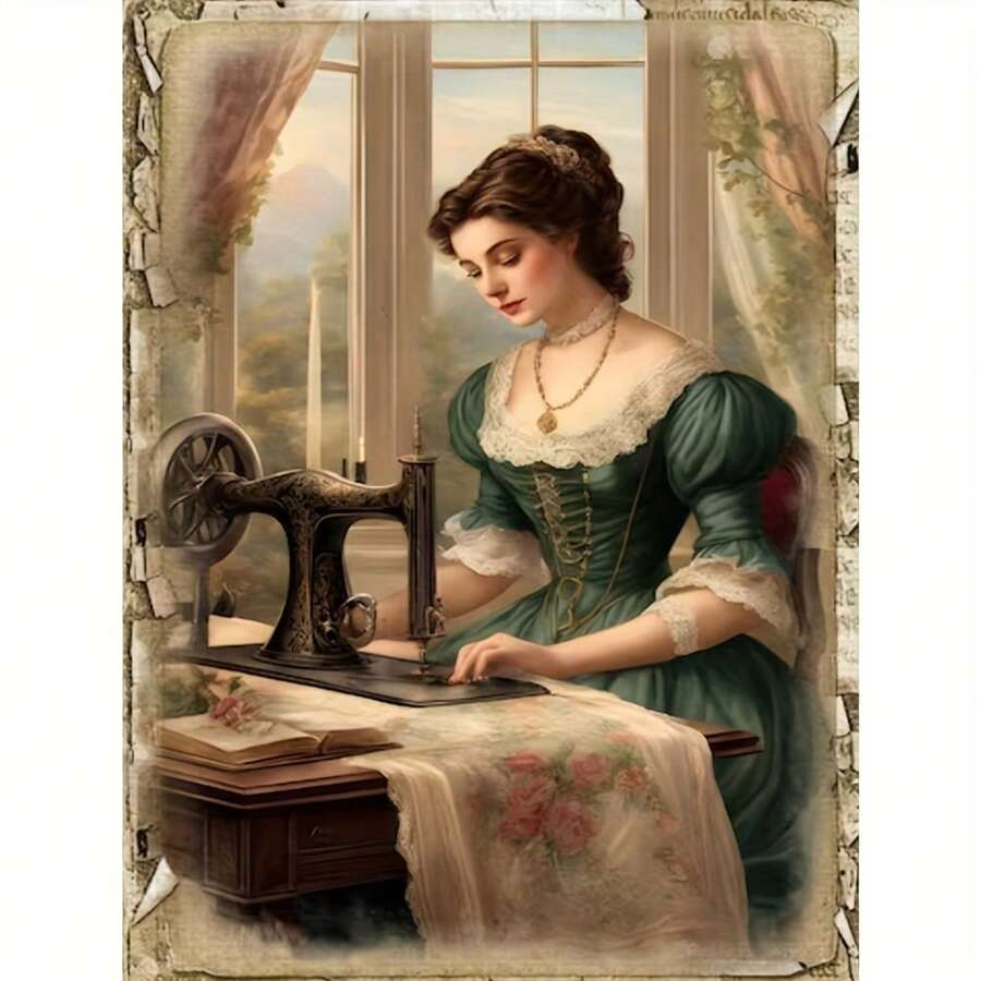1pc [30*40cm/11.8*15.7in]5D Acrylic Diamond Painting Kit, Vintage Elegant Lady Pattern, Suitable For Adult Beginners DIY Mosaic Diamond Art, Full Diamond Handmade DIY Diamond Painting, Suitable For Living Room, Bedroom, Office Wall Decoration Hanging Painting, Surprise Art Home Decor Gift For Family And Friends, Frameless