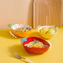 Creative Ceramic Bowl Hand-Painted Fruit Modeling Cute Rice Bowl Fruit Salad Plate Pineapple Strawberry Lemon Ceramic Tableware - 鳳梨碗 - 查看 6