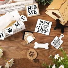 12pcs/Set Dog Home Dog Paw Prints Wooden Tray Ornaments Hanging Decoration Desktop Decorations For Dining Room Living Room Bedroom Holiday Room Hanging Decoration Home Decoration Christmas Gift Thanksgiving Gift Birthday Gift (No Tray) - Multicolor - View 6