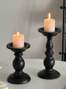 1pc Vintage-Inspired Black Iron Candle Holder - Perfect For Romantic Dinners, Weddings & Valentine's Day Decor Tabletop Lacquered Finish, No Battery Required, Fits Universal Holiday Decorations