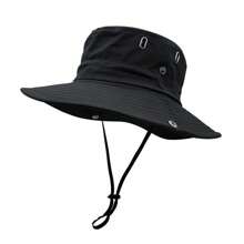 1pc Unisex Foldable Wide Brim Bucket Hat, Outdoor Hiking Fishing Sunhat, Cowboy Style UV Protection Sunscreen Cap, Drawstring Closure Sunhat, Climbing Hat
