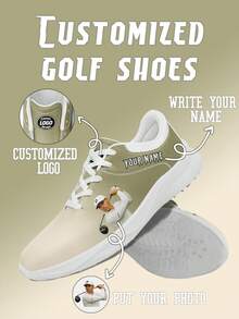 Custom Golf Shoes For Men & Women, Personalized Name & Logo Design, Patented Breathable Outsole With Auto Air Exhaust, Lightweight Spikeless Golf Sneakers - Multicolor - View 4