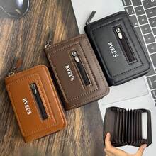 1 件奢华商务 PU 皮革钱包，大容量防盗防消磁多卡槽 + 硬币袋，男士便携式卡夹，信用卡/身份证收纳袋，时尚字母超薄钱包，多功能驾驶证银行卡夹 - 彩色 - 查看 2