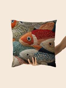2pcs Vibrant 2D Fish Shaped Throw Pillow Covers - Multi Sizes, Colorful Polyester Decorative Covers With Zipper Closure, Suitable For Sofa, Patio And Living Room - Machine Washable, Farmhouse Spring Summer Party Decor, Zippered Pillowcase (Pillow Insert Not Included) | Vivid Fish Design | Zippered Pillow Covers, Decorative Pillows