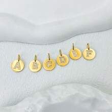 26-Letter English Drip Letter Stainless Steel Accessories Set With Zirconia Inlay DIY Pendant Bracelet Necklace Earrings Jewelry Charms, Handmade DIY Charm Pendants For Bracelets