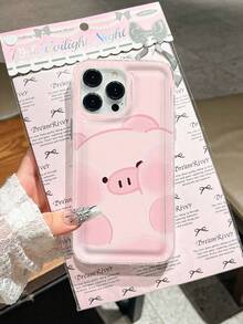 Cute Pink Pig Design Phone Case, Compatible With IPhone 14/13 Pro Max/12 Pro/11/Xr/Xs/7/8 Plus, S10/S22/A12/A50/A52/S24/A135G, TPU Material With Air Cushion Waterproof Shockproof Anti-Fall Scratch Resistant - Multicolor - View 1