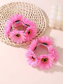 2pcs/Set Girls Daisy Flower Elastic Hair Scrunchies Set