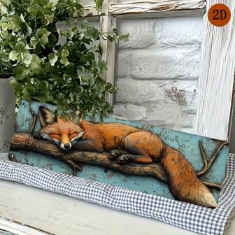 1 件 2D 平面铝制狐狸形复古路标墙饰，平面设计，理想的房间装饰