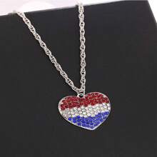 1 pieza Collar de lujo con forma de corazón con micro-incrustación de circonia cúbica, collar con colgante de corazón 3D de colores