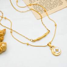 Elegante collar colgante de acero inoxidable chapado en oro de 18 quilates con perla de nácar en forma de octágono y nudos de bambú, de uso diario de alta gama para mujer