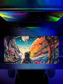 Large Rubber Space Themed Gaming Mouse Pad - Rectangular, Precision Locked Edges, Washable, Non-Slip Desk Mat, Suitable For PC Esports School Supplies,Back To School - Multicolor - View 2