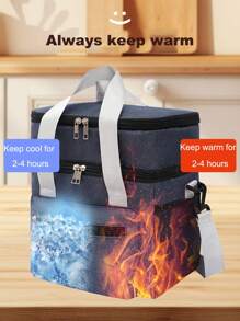 1pc Black, Gray, Burgundy, Navy Blue Thickened New Double-Layer Lunch Box Bag, Insulation Bag, Outdoor Picnic Preservation, Crossbody Ice Bag, Multifunctional Waterproof Lunch Bag