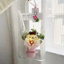 Sanrio Hello Kitty Bouquet Gift Box, Including Fabric Flowers And Leaf Pink Tones, Suitable For Home Decoration Such As Birthdays, Weddings, Anniversaries, Party Props, And Desktop Decorations. Celebration Gift | Charming Bouquet Design | Decorative Bow