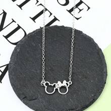 bandai 1pc Disney Cute Minnie Mouse Bow Knot Pendant Popular Cartoon Figure Necklace Mickey Mouse Minnie Pendant Necklace