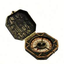 1 pièce Mini boussole de pirate, ornement vintage de capitaine, convient pour les fêtes à thème pirate, décoration de boussole nautique pour les fêtes, pendentif de couleur cuivrée pour le cosplay de pirate et les fournitures de fête d'anniversaire