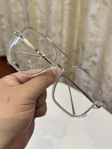 1 Stück Damen Mode Vintage Quadratische Piloten Oversized Schwarze Nicht-Verschreibungsbrille, Lässig Dekoration für täglichen Ausgang und Straßenfotografie