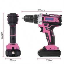 36V Cordless Drill Set - Red Electric Drill With Long-Lasting Battery & Fast Charger, 25 Torque Settings, Max Torque 45Nm, 2-Speed Shifting, Aluminium Alloy Housing, Ideal For DIY Projects, Woodworking & Home Repairs, 2 Batteries Included. - Pink - View 8
