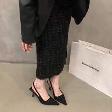 Temperament Celebrity Sandals Fairy Shoes New Spring And Summer French Pointed High Heels Single Shoes - Brown - View 5