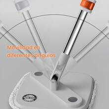 Mop Giratorio 360º – Sistema con Separación Automática de Agua Limpia y Sucia – Incluye 2 Repuestos de Microfibra – Cubeta Compacta con Drenaje y Cepillo Interno – Limpieza Rápida (Gris Claro) - Gris Claro - Ver 11