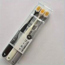 3 Pack japanische Zahnbürsten, breiter Kopf mit weichen Borsten, ultra-weiche Mikrofaserborsten, Familienpackung für Erwachsene, ergonomischer Griff in Schwarz, Weiß und Grau, sanft zu Zahnfleisch und Zähnen, geeignet für Paare und Familien