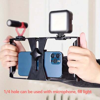 Handheld Stabilizer With Multiple 1/4" Mounts For Mobile Phones - Perfect For Vlogging And Photography